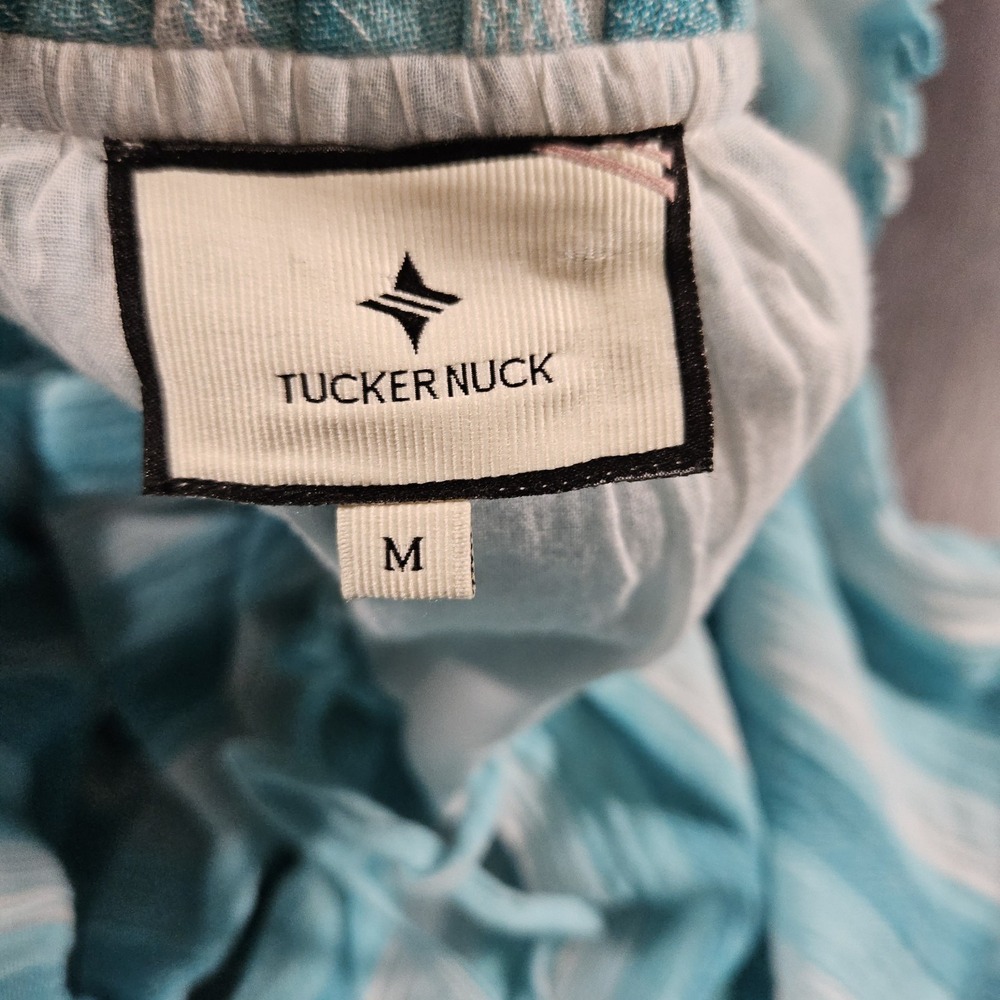 Tuckernuck Maxi Dress Women M Aquamarine Stripe Salty Paloma Caftan Beach Resort - Picture 4 of 11